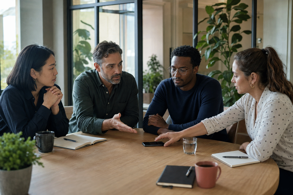 Colleagues deciding together whether an informal conversation should become a durable AI-generated record